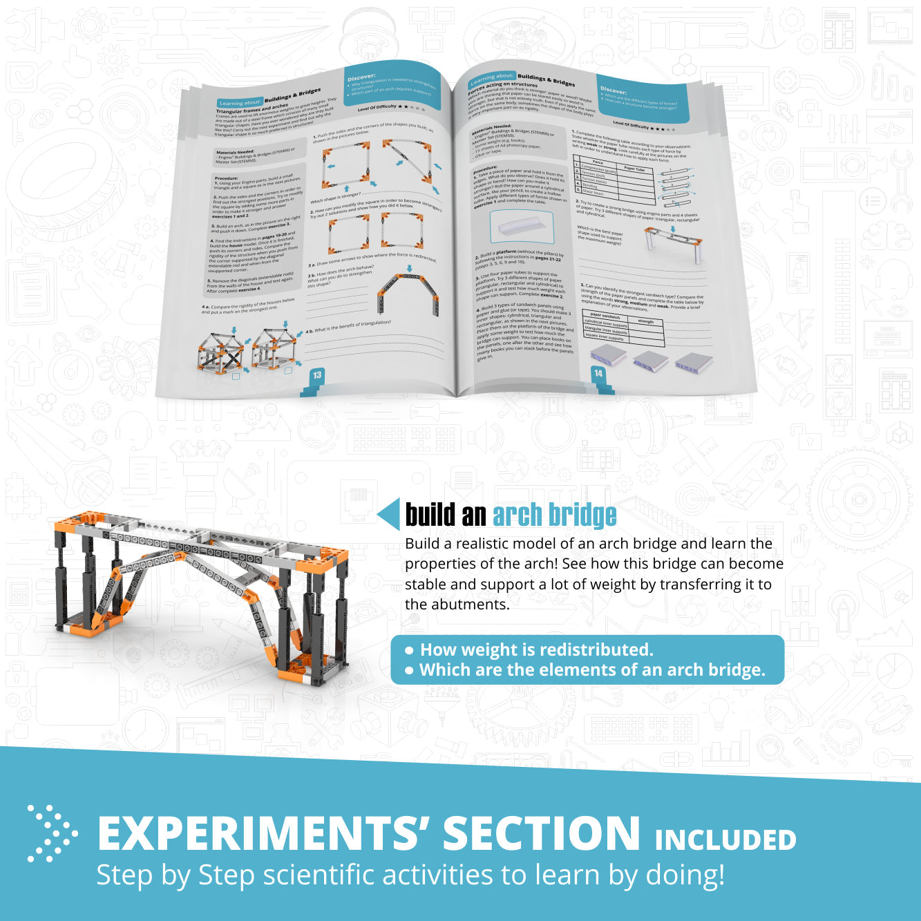 Engino Discovering STEM Architecture Set – Bauen Sie den Eiffelturm und die Sydney Bridge: Technisches Spielzeug für Kinder ab 9 Jahren (11 Modelle zum Bauen)