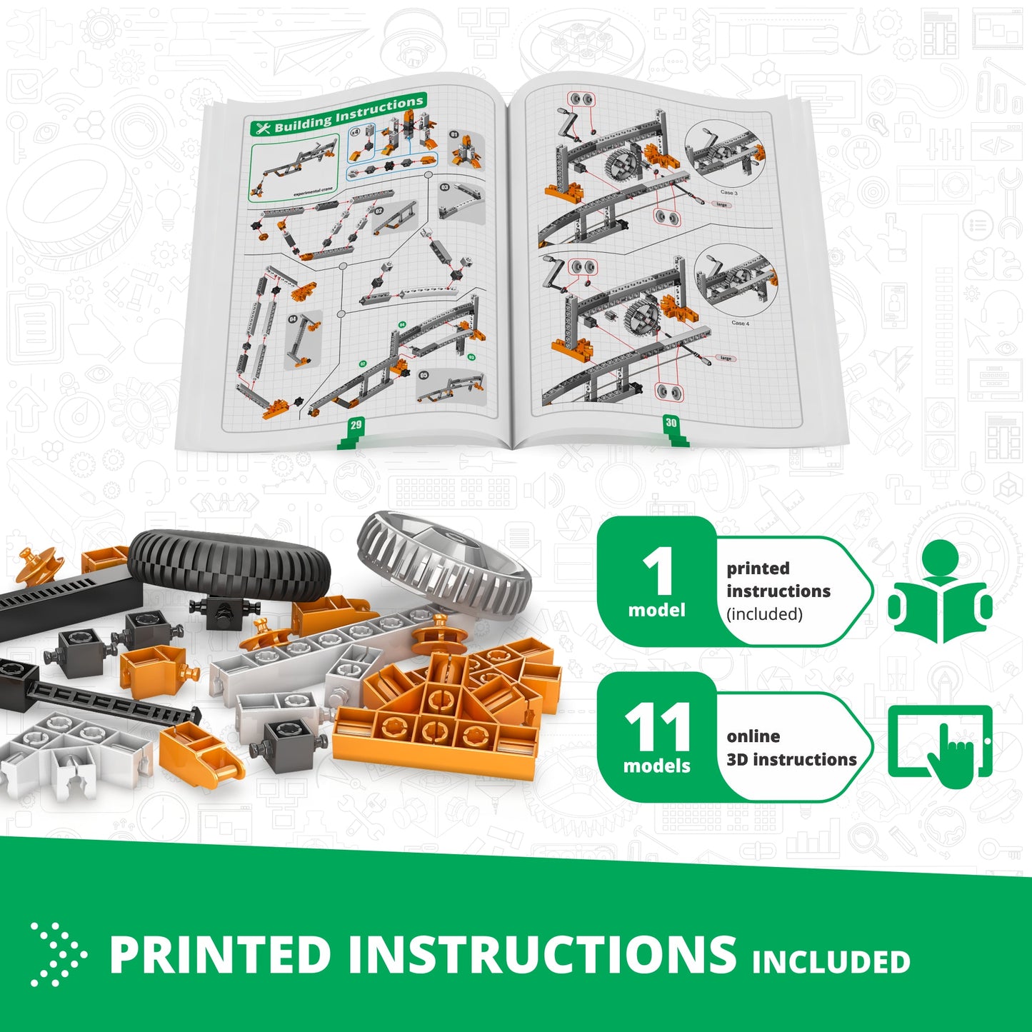 Engino Discovering STEM Mechanics Set – Zahnräder und Schnecken: Technikspielzeug für Kinder ab 9 Jahren (12 Modelle zum Bauen)