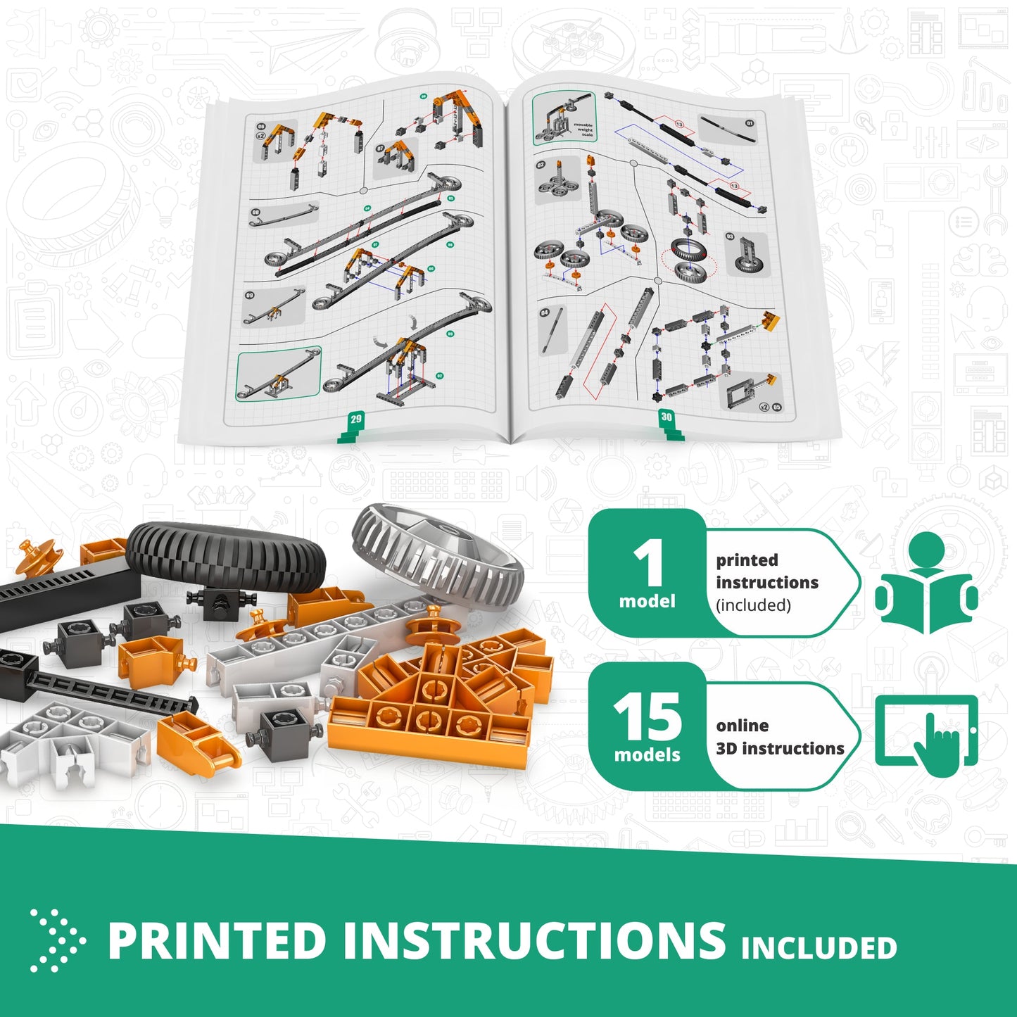 Engino Discovering STEM Mechanics Set – Hebel, Gestänge und Strukturen: Bauspielzeug für Kinder ab 9 Jahren (16 Modelle zum Bauen)