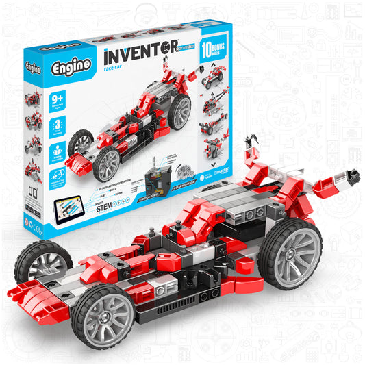 Engino Inventor Race Car Motorized Set – Engineering STEM Toys for Kids Ages 9+ (10 Models to Build)