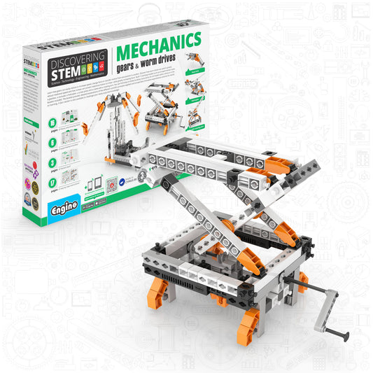 Engino Discovering STEM Mechanics Set – Gears & Worm: Engineering Toys for Kids Ages 9+ (12 Models to Build)