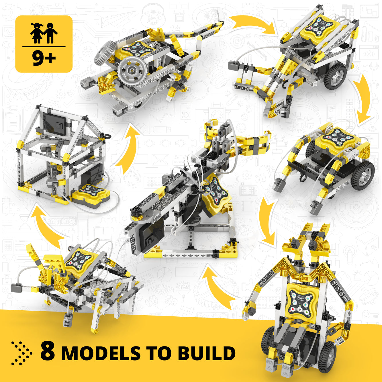 Engino Discovering STEM Robotics Set – Mini ERP 2.0 Bauen und Programmieren von Robotern mit Codierung für Kinder ab 9 Jahren (8 Modelle zum Bauen)