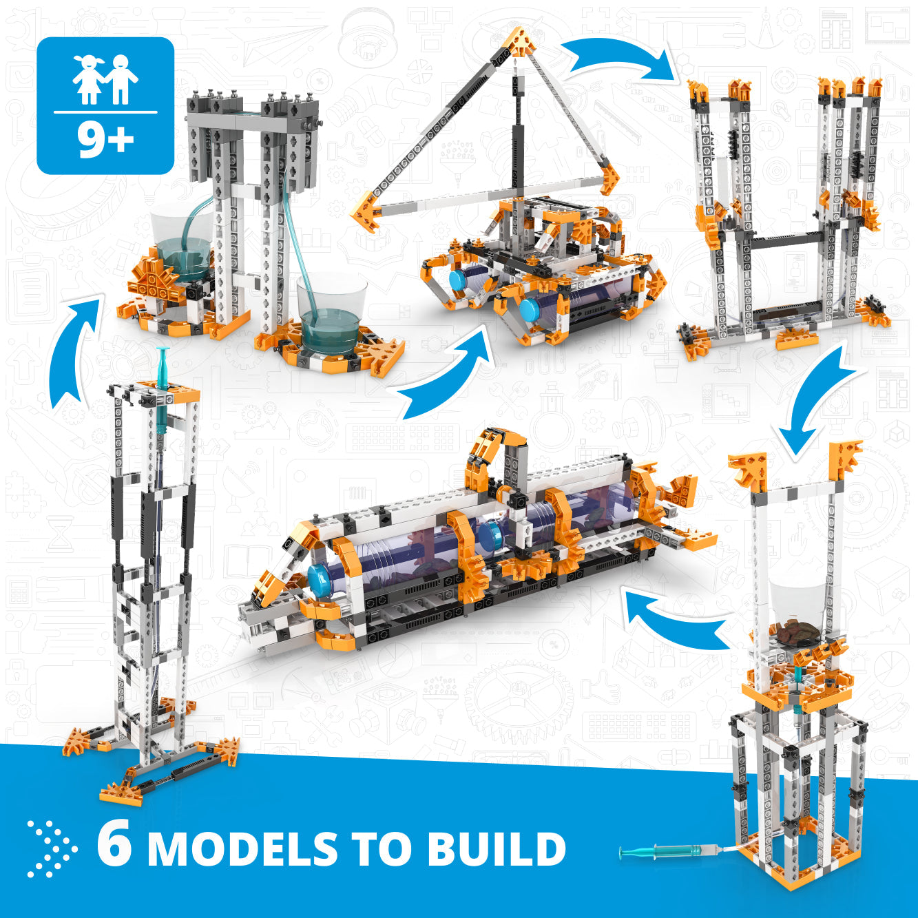 Engino Discovering STEM Fluid Dynamics: Pädagogisches Ingenieurspielzeug für Kinder ab 9 Jahren (6 Modelle zum Bauen)