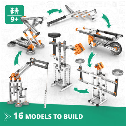 Engino Discovering STEM Mechanics Set – Hebel, Gestänge und Strukturen: Bauspielzeug für Kinder ab 9 Jahren (16 Modelle zum Bauen)