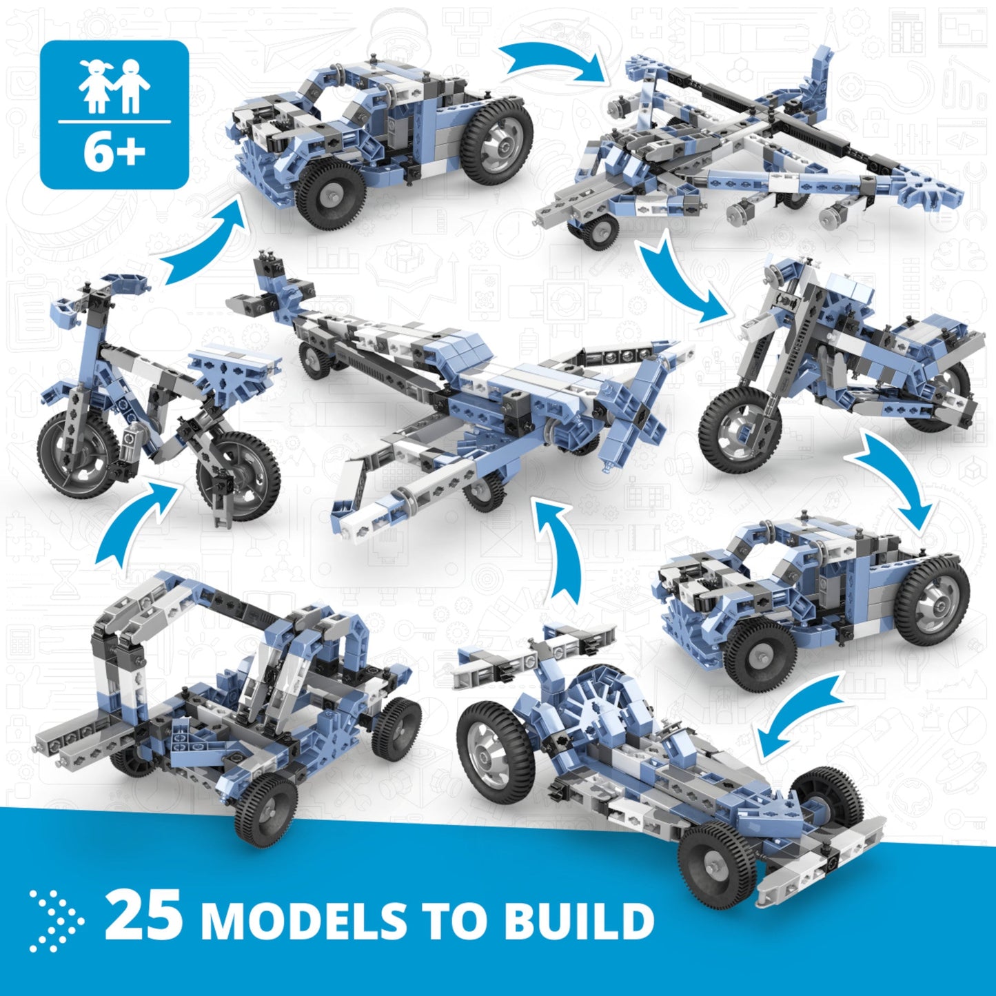 Engino Creative Builder: 25-teiliges Multimodell-Set – STEM-Technikspielzeug für Kinder ab 6 Jahren (25 Modelle zum Bauen)