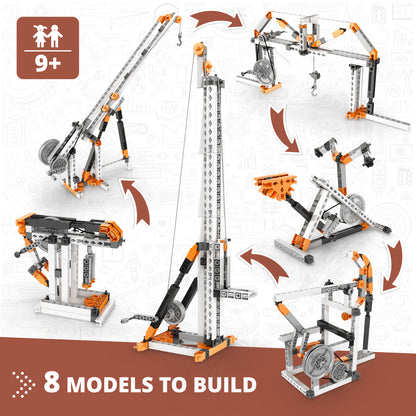 Engino Discovering STEM Mechanics Flaschenzug-Set – Konstruktionsspielzeug für Kinder ab 9 Jahren (8 Modelle zum Bauen)