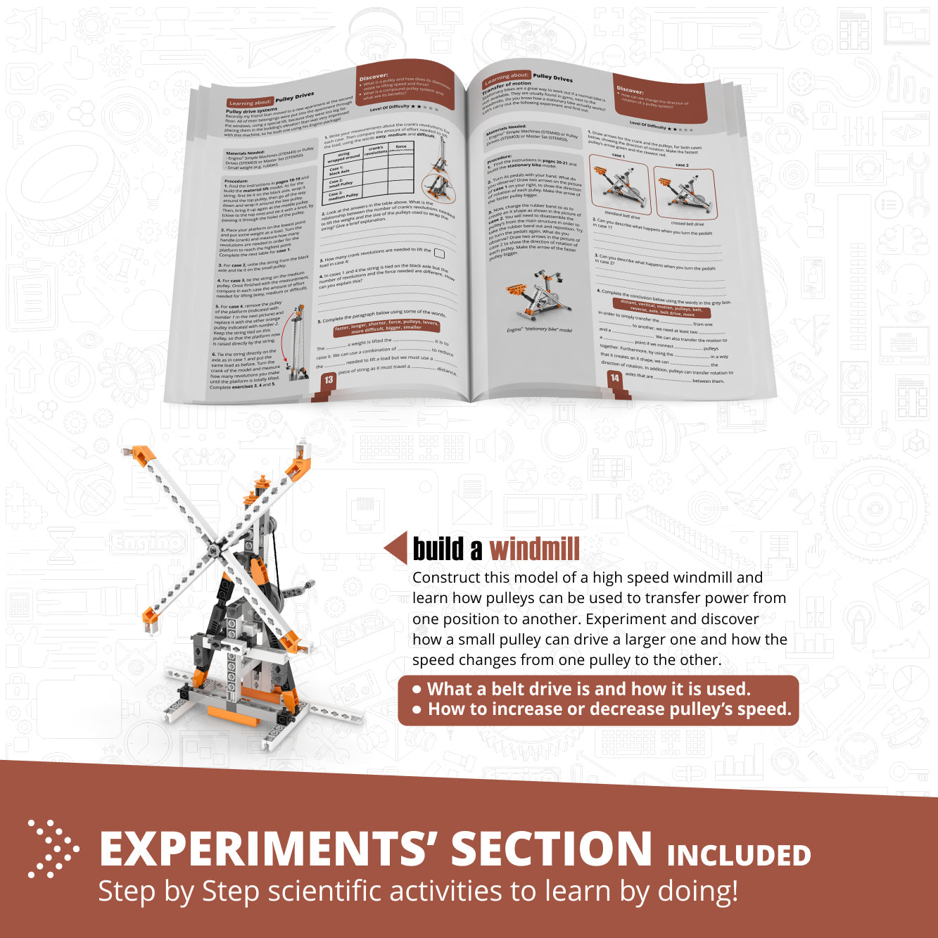 Engino Discovering STEM Mechanics Flaschenzug-Set – Konstruktionsspielzeug für Kinder ab 9 Jahren (8 Modelle zum Bauen)