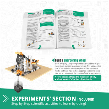 Engino Discovering STEM Physics Laws Set – Lernspielzeug für Kinder ab 9 Jahren zu Trägheit, Reibung, Kreisbewegung und Energieeinsparung (6 Modelle zum Bauen)
