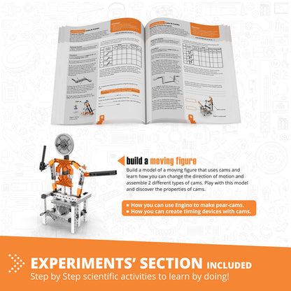 Engino Discovering STEM Mechanics Set – Nocken- und Kurbelspielzeug für Kinder ab 9 Jahren (8 Modelle zum Bauen)