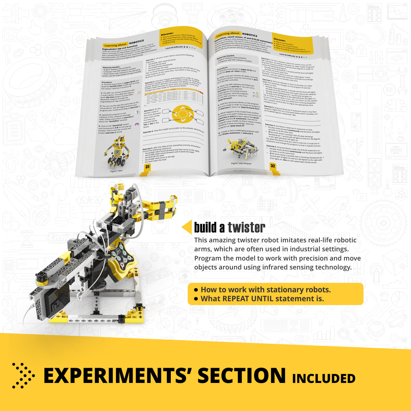 Engino Discovering STEM Robotics Set – Mini ERP 2.0 Bauen und Programmieren von Robotern mit Codierung für Kinder ab 9 Jahren (8 Modelle zum Bauen)