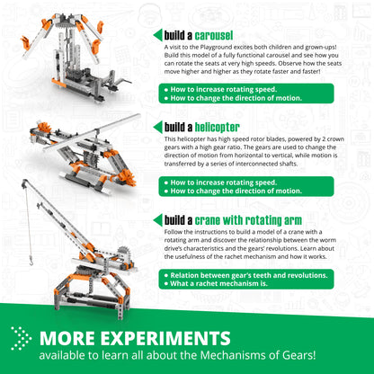 Engino Discovering STEM Mechanics Set – Zahnräder und Schnecken: Technikspielzeug für Kinder ab 9 Jahren (12 Modelle zum Bauen)