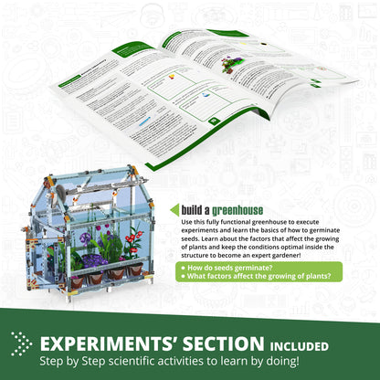 Engino Discovering STEM Botanic Laboratory: Voll funktionsfähiges Gewächshaus, STEM-Spielzeug für Kinder ab 9 Jahren (4 Modelle zum Bauen)
